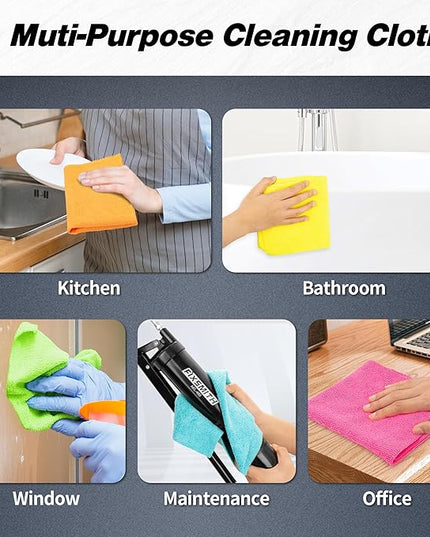 FIXSMITH Microfiber Cleaning Cloth, 100 Pack Shop Towels, Micro Fiber Cloth for Cleaning Car, All-Purpose Absorbent Cleaning Rags for Housekeeping, Dust Cloth for Office, Car Wash Towels, 12inx12in