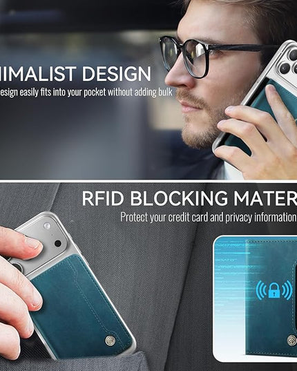 Vinich for MagSafe Wallet Magnetic RFID Blocking Card Holder Compatible with MagSafe Phones and Cases, Strong Magnet Minimalist Phone Wallet for iPhone 17/16/15/14/13/12/Pro/Max/Plus, Vintage Green