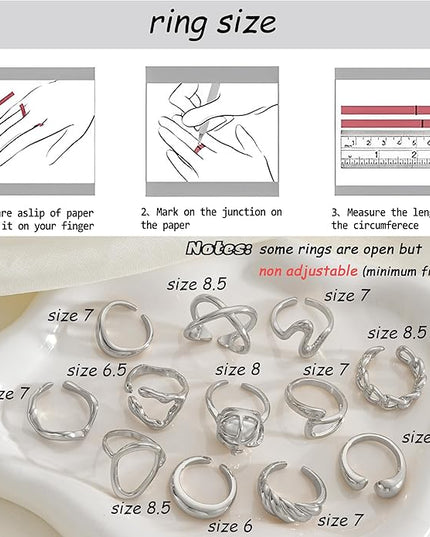 ÌF ME 10 PCS Gold Rings Set for Women Non Tarnish, 18K Gold Plated Chunky Stackable Rings, Statement Stacking Womens Ring Pack