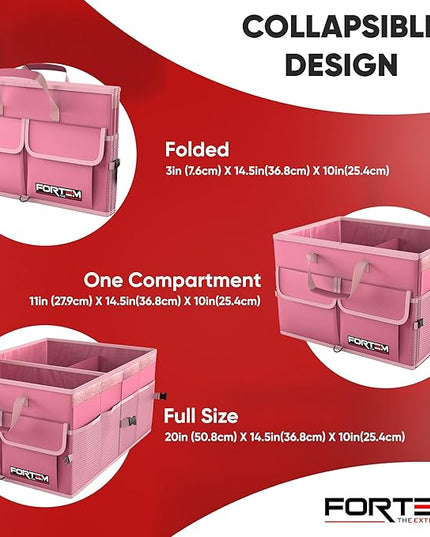 FORTEM Trunk Organizer For SUV Car Trunk Organizer, Foldable Storage, Car Accessories for Women Men, Collapsible Bag, Perfect Christmas Gifts, 600D Oxford, Non Slip Bottom, Straps, Soft Cover (65L)