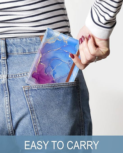 Passport Holder for Travel Essentials, Passport Wallet Cover Case for Travel Must Haves Accessories, Passport Book Holders for Women and Men, Blue Purple Marble