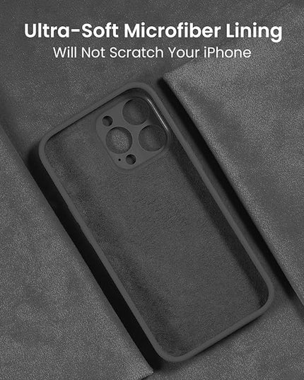 FireNova Designed for iPhone 15 Pro Case, Silicone Upgraded [Camera Protection] Phone Case with [2 Screen Protectors], Soft Anti-Scratch Microfiber Lining Inside, 6.1 inch, Space Gray