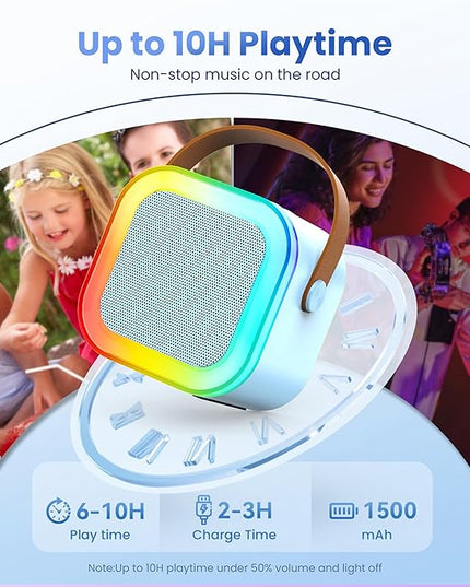 Mini Karaoke Machine for Kids Adults, Portable Bluetooth Speaker with 2 Wireless Karaoke Mics Player,2026 TOP Birthday Gifts Toys for Girls 3,4, 5, 6, 7, 8+Years Old Toddler(Light Blue)