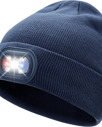 AOPREL Beanie with The Light, Unisex USB Rechargeable Headlamp Winter Knitted Cap for Men Dad Husband