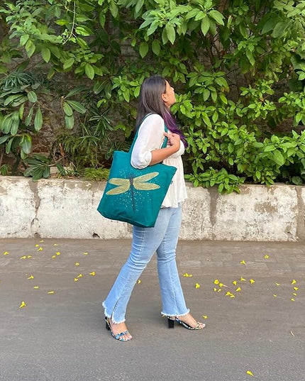 Ecoright Aesthetic Canvas Tote Bag for Women Large Zipper Tote Bags with Pocket, Womens Tote Bag for Yoga, Work, Beach