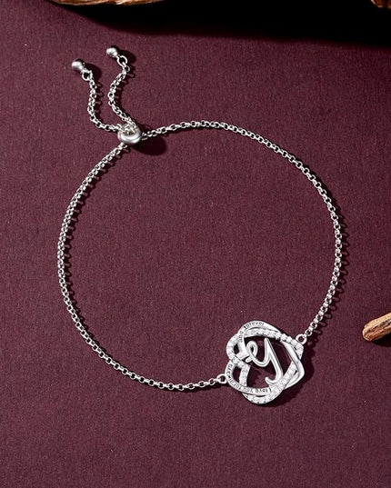 TOUPOP Gifts for Women Heart Initial Bracelet 925 Sterling Silver Double Heart Bracelet Birthday Jewelry Birthday Christmas Gifts for Her Wife Girlfriend