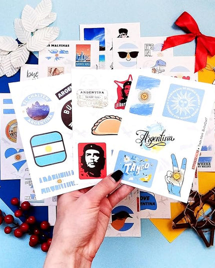 BulbaCraft Argentina Stickers for Water Bottle and Laptop - Argentina Party Supplies & Decorations, Waterproof Vinyl Cultural Decals, Gifts for Women & Men