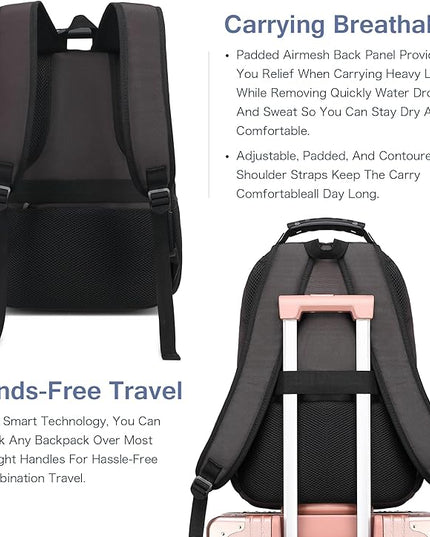 Boavan Laptop Backpack for men, 15.6 inch Laptop Bag with USB Port, Waterproof Travel Work Backpack Purse, Anti-Theft Teacher Nurse Doctor Casual Bookbags Office Business backpack,Coffee