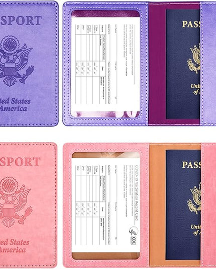 Eoehro Passport Holder for Travel Essentials-2Pack, Passport Wallet Cover Case for Travel Must Haves Accessories,Passport Book Holders for Women and Men