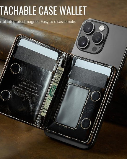 Defencase for Magsafe Wallet Magnetic Card Holder RFID Blocking, PU Leather Minimalist Phone Wallet for MagSafe Phones and Cases for iPhone 17/16/ 15/14/ 13/12/ Pro/Max/Plus/Air, Coffee