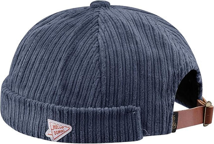 CLAPE Brimless Beanie Hat Corduroy Watch Cap Rolled Cuff Docker Cap Leon Skull Harbour Hat Unisex