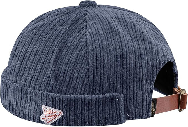 CLAPE Brimless Beanie Hat Corduroy Watch Cap Rolled Cuff Docker Cap Leon Skull Harbour Hat Unisex