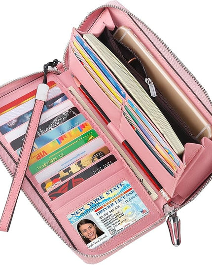Lavemi Small Compact Women Wallet RFID Blocking Genuine Leather Bifold Purse with ID Windows