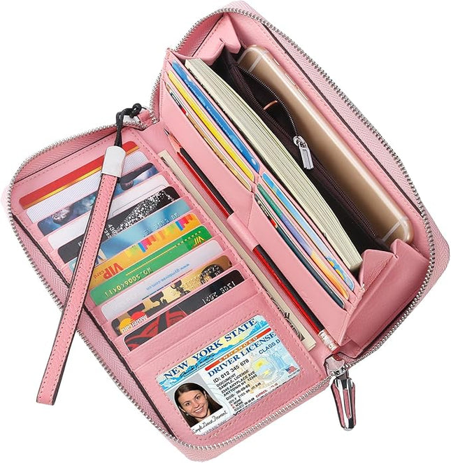 Lavemi Small Compact Women Wallet RFID Blocking Genuine Leather Bifold Purse with ID Windows