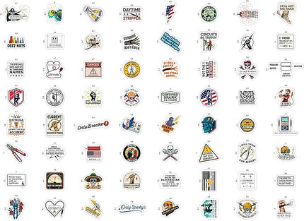 100Pcs Funny Electrician Stickers for Hard Hats, Waterbottle - Electrical Stickers - Electrician Gifts for Men, Party Supplies - Gift for Women & Men