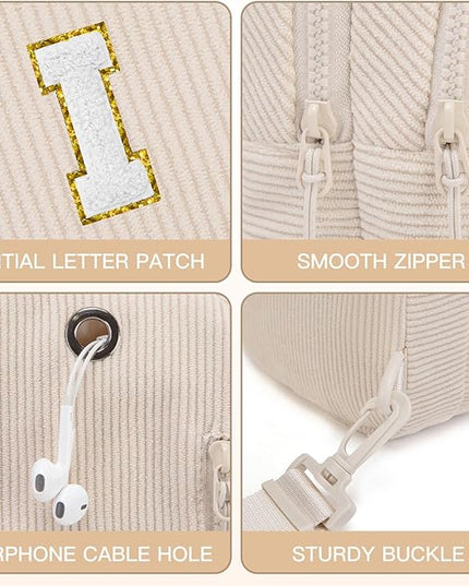 Viverte Small Corduroy Sling Bag Initial Crossbody Bag Fanny Pack for Girls Personalized Birthday Gifts for Teen Girls Gifts
