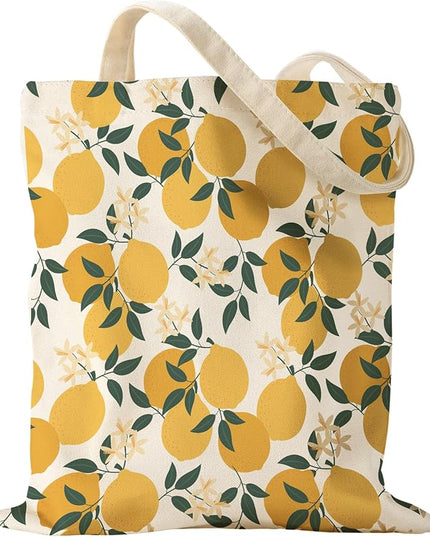 Aesthetic Canvas Tote Bag for Women - Sturdy Cloth Cotton Totes Bag with Pattern Shoulder Bag