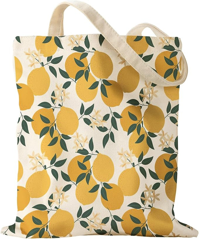 Aesthetic Canvas Tote Bag for Women - Sturdy Cloth Cotton Totes Bag with Pattern Shoulder Bag
