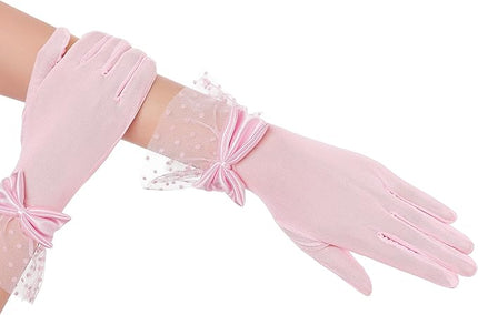BABEYOND Lace Gloves for Women - Bow Short Prom Gloves Evening Elegant Accessories for Wedding Opera Party