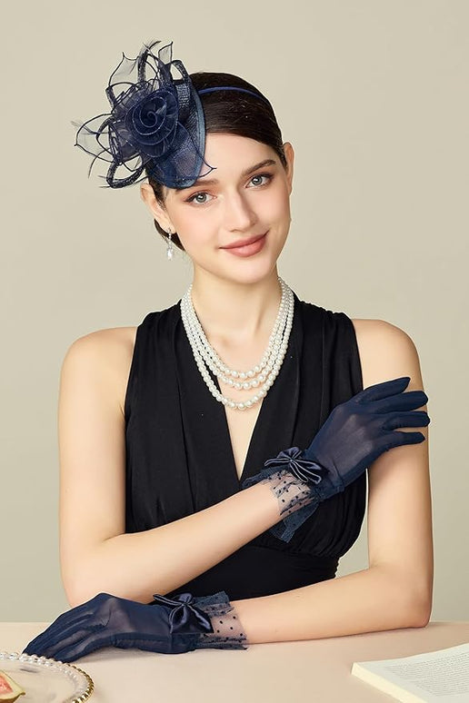 BABEYOND Lace Gloves for Women - Bow Short Prom Gloves Evening Elegant Accessories for Wedding Opera Party