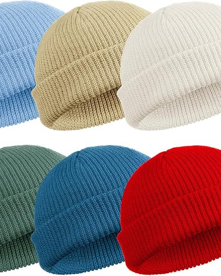 SATINIOR 6 Pieces Trawler Beanie Watch Hat Roll up Edge Skullcap Fisherman Beanie Unisex