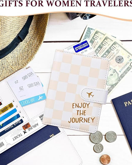 COSHAYSOO Personalized RFID Passport Holder for Travel Women Passports Cover Case Air Essentials Airplane Flight Accessories Airline Plane Flying Must Haves Christmas Gifts for Travelers Checkered
