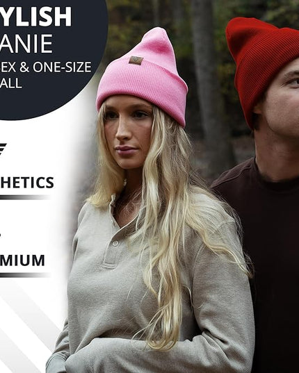 Urban Effort Beanie for Men Women – Warm Acrylic Unisex Knit Winter Hats for Men, Soft Stretch Fit, Classic Streetwear Style