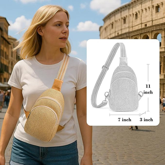 INICAT Faux Straw Crossbody Bags Beach Gifts Valentines Day Her Cruise Ship Essentials Women Summer Small Sling Purses