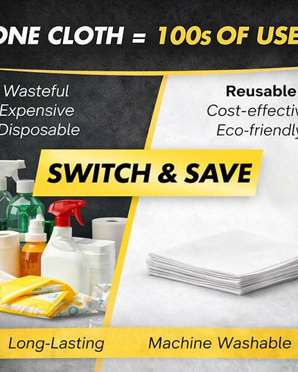 Microfiber Magic Streak Free Cleaning Cloth 10 Pack Clean Any Surface with Just Water Eco Friendly Perfect for Window, Mirror, Glass, Kitchen, Counters, Appliances, Car, Cycle, TV Screen