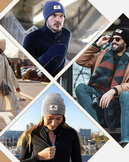 3 Packs Winter Beanie Hats for Men Women, Unisex Soft Warm Thick Beanies, Cuffed Knit Skull Cap