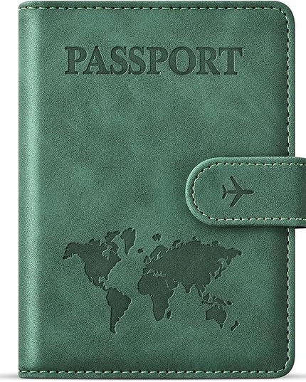 Passport Holder for Travel Essentials, Passport Wallet Cover Case for Travel Must Haves Accessories,Passport Book Holders for Women and Men BLACK (GREEN)