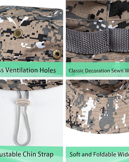 Sun Hats for Men Women Boonie Hat UPF 50+ Bucket Hat Wide Brim UV Protection Fishing Hiking Safari Outdoor Hats