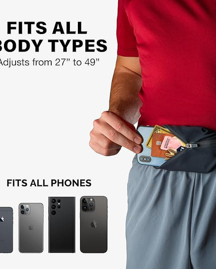Back Bay Slim Running Belt for Women & Men [Fits ALL Phones], Runners Fanny Pack for Men, Money Belt, Running Gear Gift, Waist Bag Workout Gear, iPhone Runner's Phone Holder Waist Pack