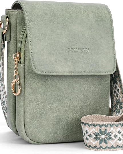 APHISON Small Crossbody Bags for Women Trendy, Leather Phone Wallet Purses Handbags Card Slots with Adjustable Guitar Strap