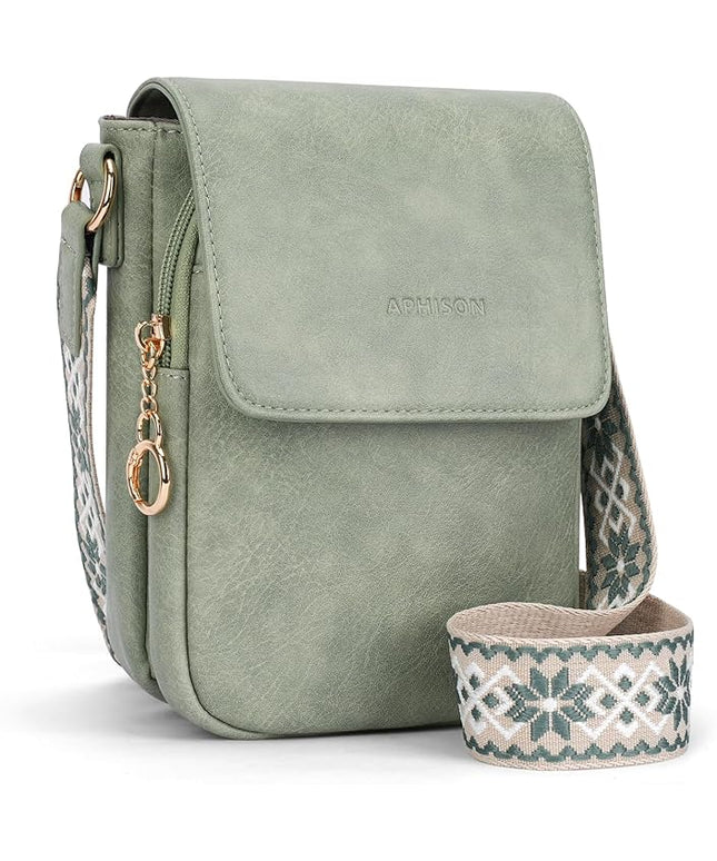 APHISON Small Crossbody Bags for Women Trendy, Leather Phone Wallet Purses Handbags Card Slots with Adjustable Guitar Strap