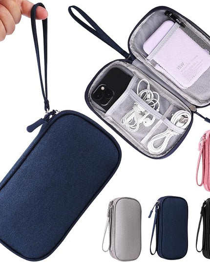 Travel Cable Organizer, Electronics Accessories Bag for Charger, Phone, Memory Card, Universal Gadget Organizer (Blue)