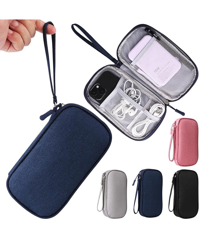 Travel Cable Organizer, Electronics Accessories Bag for Charger, Phone, Memory Card, Universal Gadget Organizer (Blue)