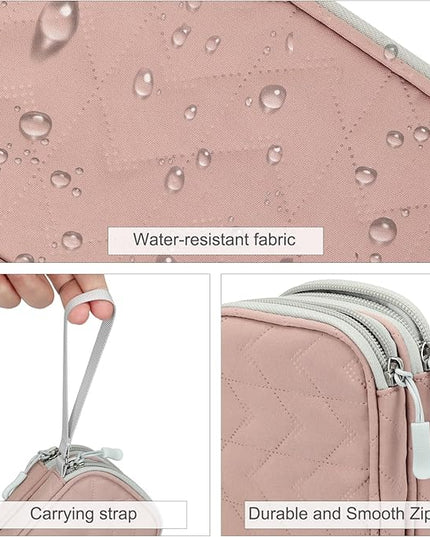 FYY Electronic Organizer, Travel Cable Organizer Bag Pouch Electronic Accessories Carry Case Portable Waterproof Double Layers All-in-One Storage Bag for Cable, Cord, Charger, Phone, Pink Pattern