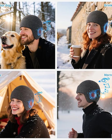 Bluetooth Beanie for Men Women, HD Stereo Sound Beanie with Headphones, Unique Tech Gifts for Men Husband Him Teen