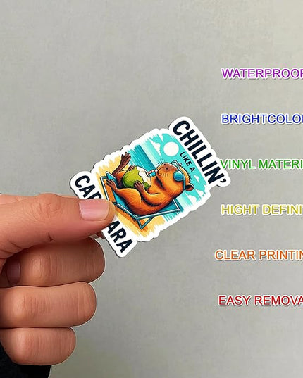 100 PCS Capybara Stickers Pack – Cute Funny Animal Vinyl Decals for Laptop, Water Bottle, Scrapbook, Car, Hard Hat – Gifts for Teens, Adults, Student, Teacher Christmas Birhday