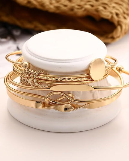 ÌF ME Gold Bangle Bracelets for Women, Indian Bangles Stackable Set, Multi Layer Textured 14K Gold Plated Chunky Bracelets Boho Jewelrys Set