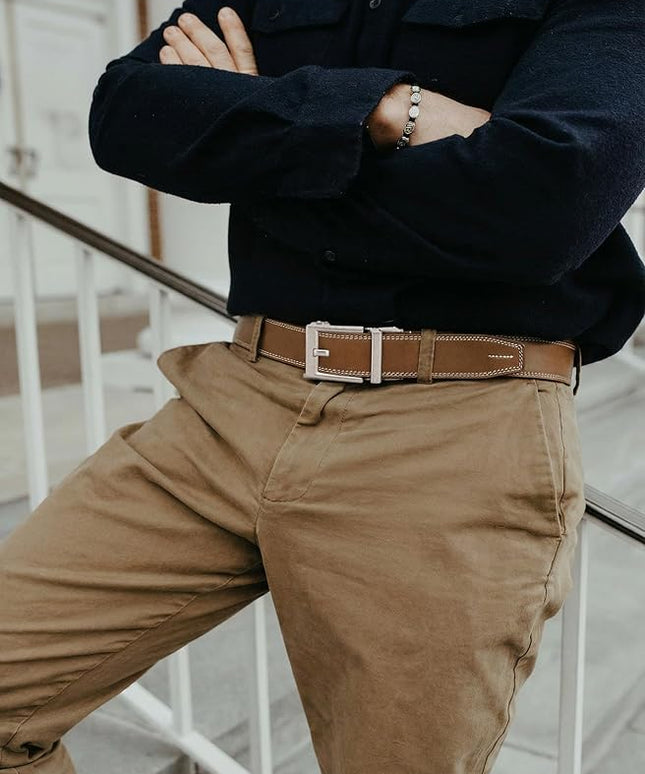 CHAOREN Leather Ratchet Belt Men - Mens Belts Casual Accessories for Every Occasion (35mm)