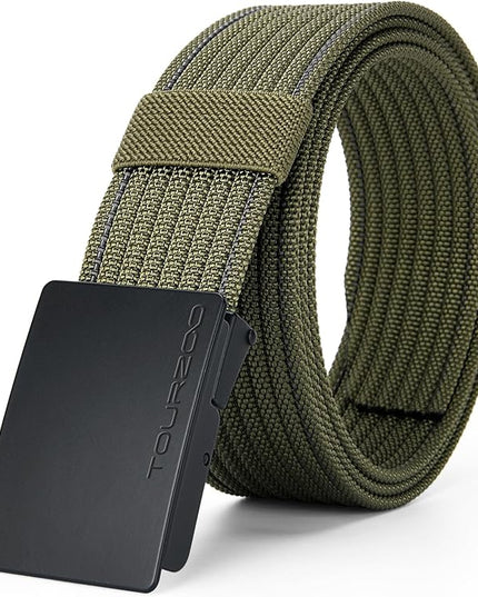 Nylon Military Tactical Belts for Men 1.5" No Holes Adjustable Webbing Canvas Belt for Hiking, Casual & Outdoor
