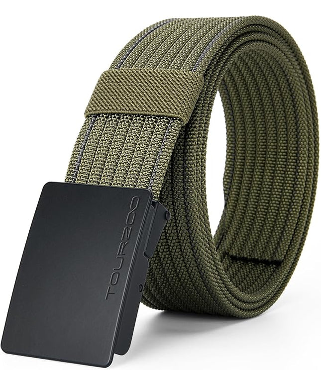 Nylon Military Tactical Belts for Men 1.5" No Holes Adjustable Webbing Canvas Belt for Hiking, Casual & Outdoor