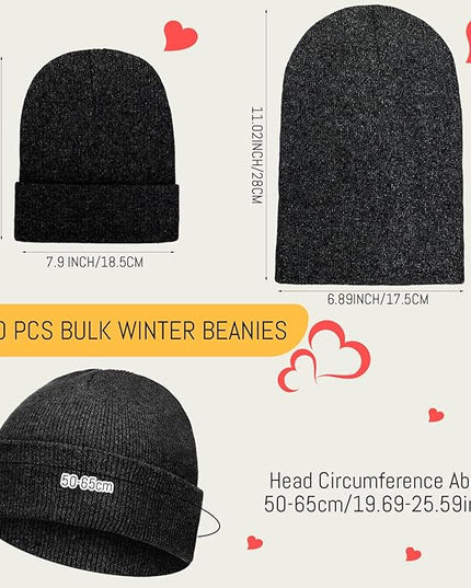 Toulite Bulk Winter Beanies for Homeless Donation Unisex Warm Knitted Beanie Hats Skull Cap