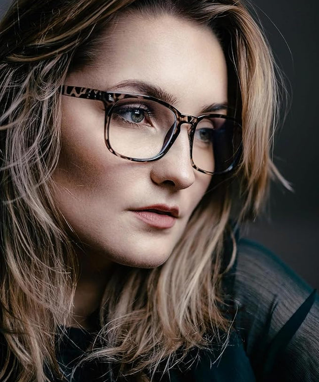 TIJN Blue Light Blocking Glasses for Women Men Clear Frame Square Nerd Eyeglasses Anti Blue Ray Computer Screen Glasses