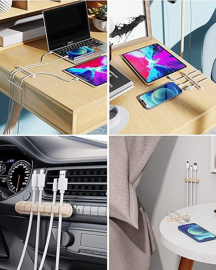 SOULWIT Cable Holder Clips, 3-Pack Cable Management Cord Organizer Clips Silicone Self Adhesive for Desktop USB Charging Cable Nightstand Power Cord Mouse Cable Wire PC Office Home