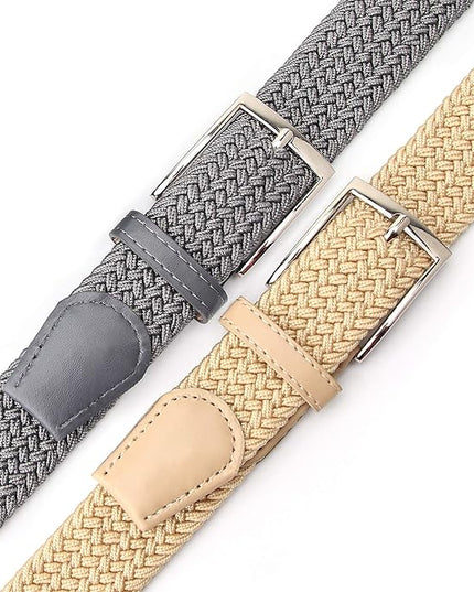 Radmire 2 Pack Elastic Braided Woven Canvas Belts for Men and Women
