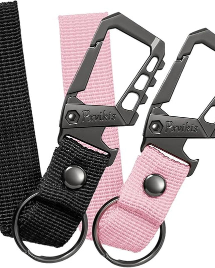 Metal heavy duty key chain carabiner clip bottle opener wrist lanyard ring car key fob unisex for men and women