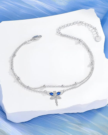Dorunmo 925 Sterling Silver Infinity Heart Cross Circle Evil Eye Anklet Bracelets for Women Mother's Day Jewelry for Wife Girlfriend Mom Her